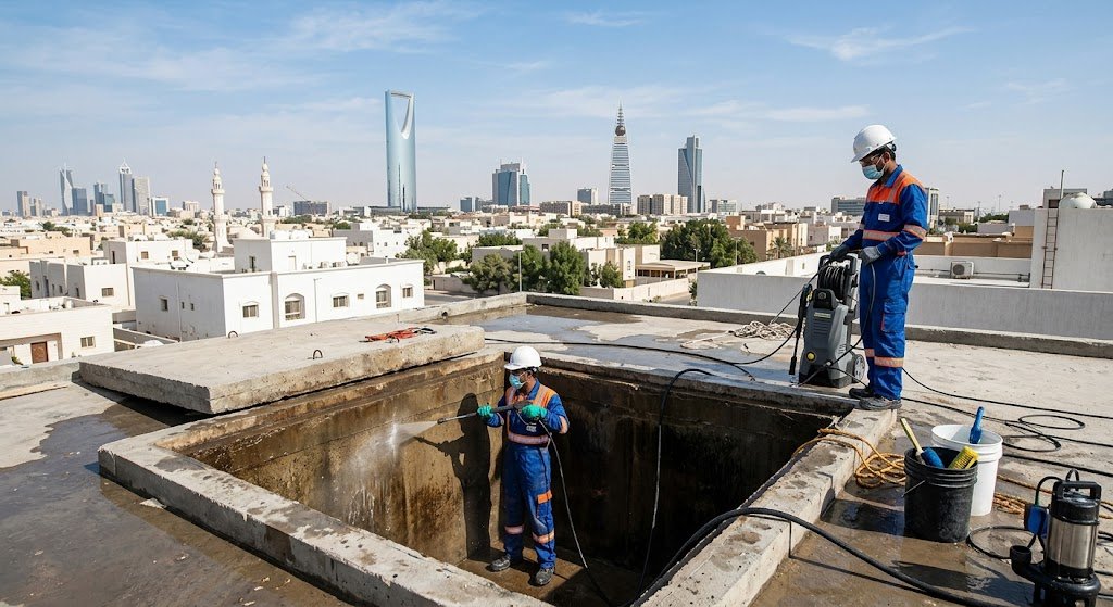 أفضل شركات تنظيف خزانات بالرياض باستخدام أحدث معدات الغسيل بالضغط العالي والتعقيم الشامل